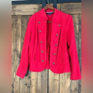Tommy Hilfiger Bright Red Military-Style Blazer